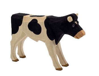 Lotte Sievers-Hahn Krippenfiguren 12cm, Ochs, stehend, schwarz gefleckt 6,5cm