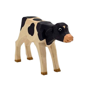 Lotte Sievers-Hahn Krippenfiguren 12cm, Kalb schwarz gefleckt, stehend 6cm