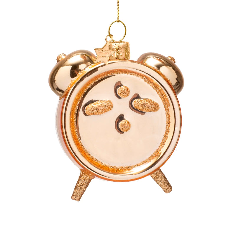 Vondels Glasornament Shiny Gold Wine o'Clock Alarm H9cm