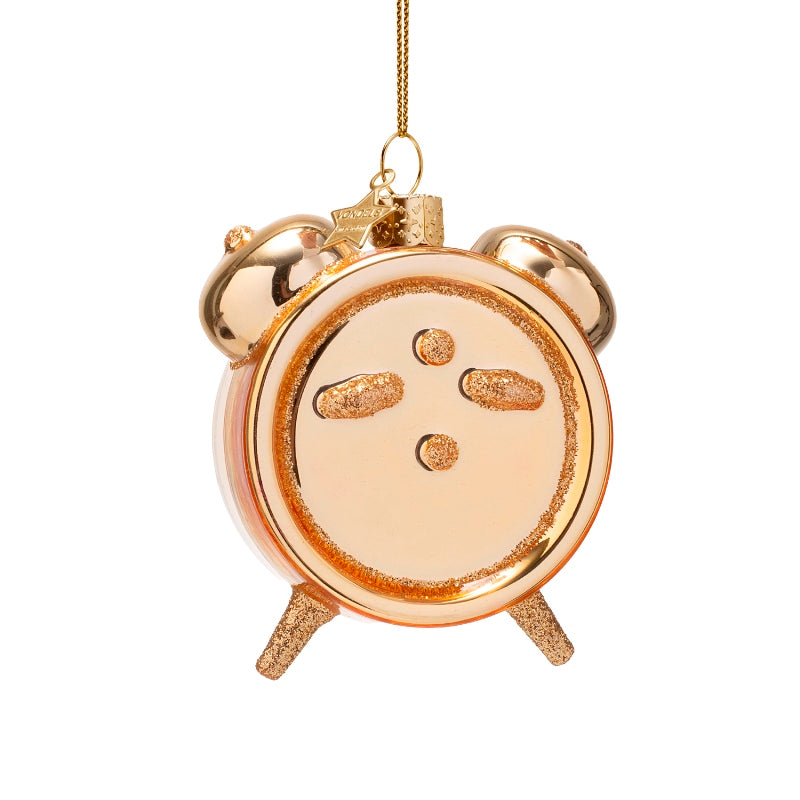 Vondels Glasornament Shiny Gold Rich Clock Alarm H9cm