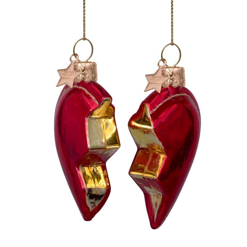 Vondels Glasornament Set of Best Friends Heart H8,5cm