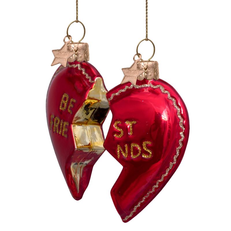 Vondels Glasornament Set of Best Friends Heart H8,5cm