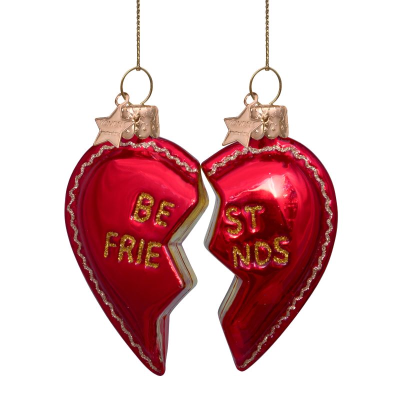 Vondels Glasornament Set of Best Friends Heart H8,5cm