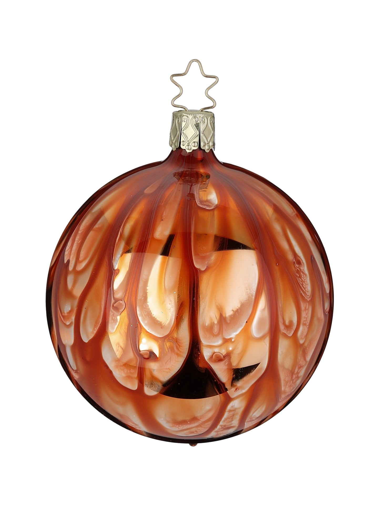 INGE-GLAS Christbaumkugel Kaminfeuer , Nougat glanz