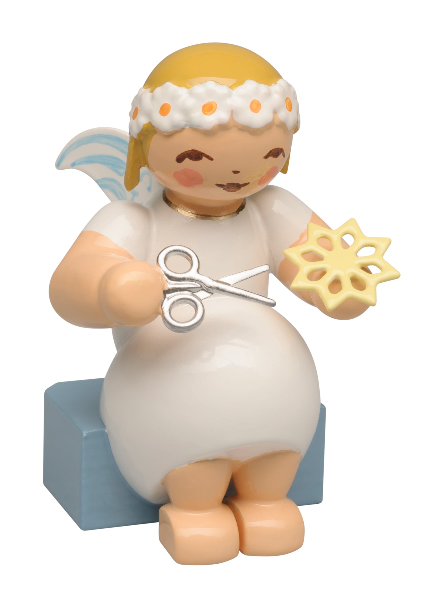 Wendt & Kühn Margeritenengel, sitzend, mit Papierstern