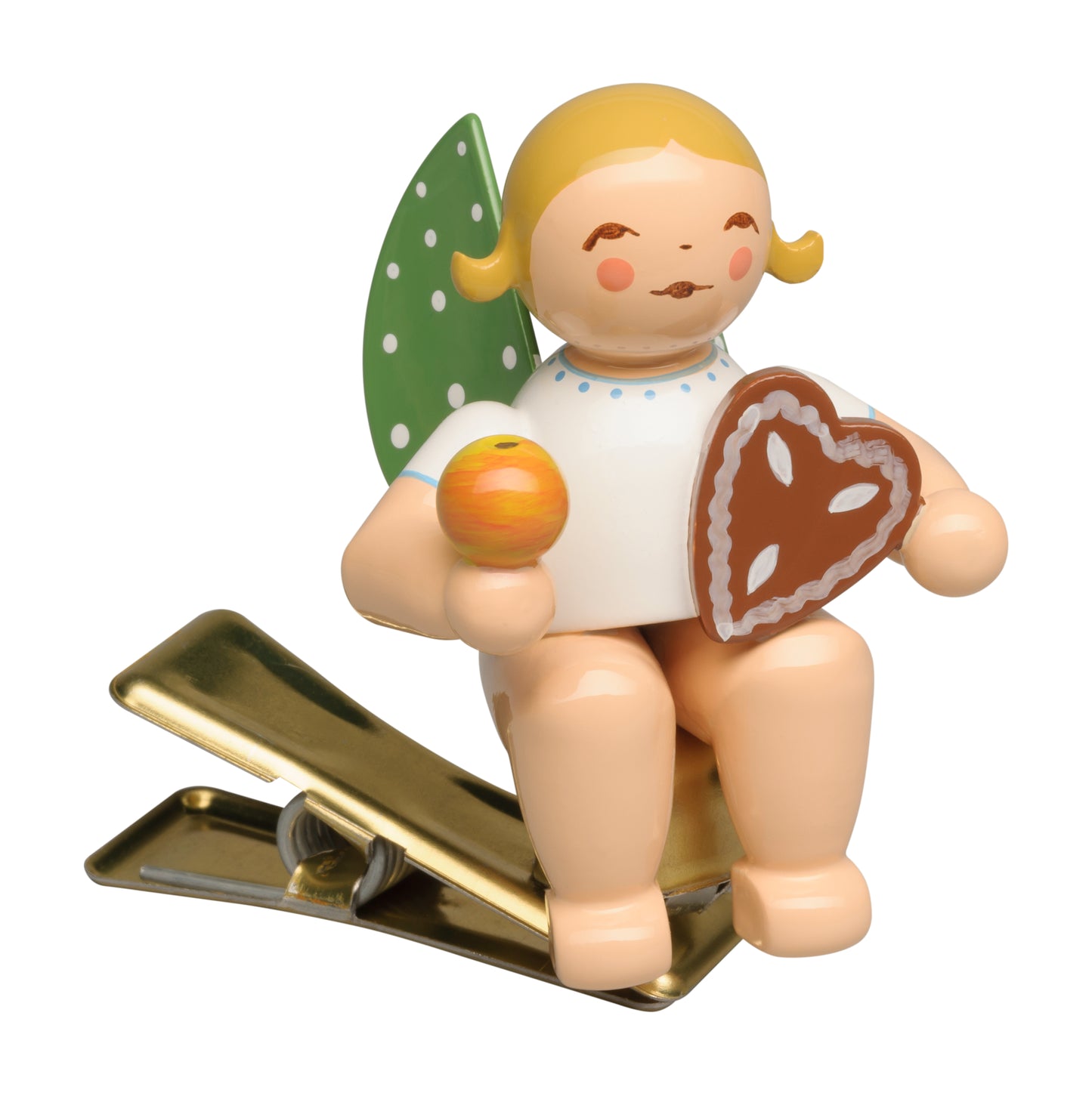 Wendt & Kühn Engel mit Lebkuchen und Apfel, auf Klemme