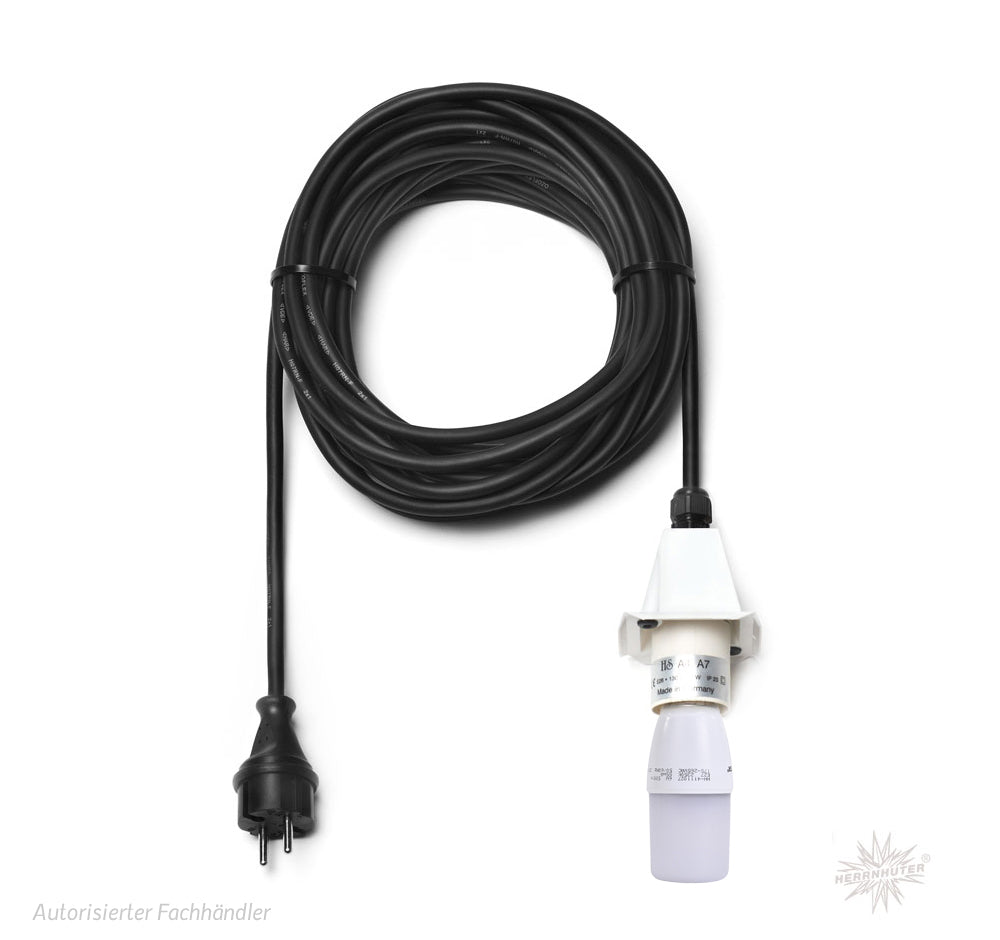 Herrnhuter Sterne Kabel für A4/A7 schwarz mit LED, Kappe Weiß