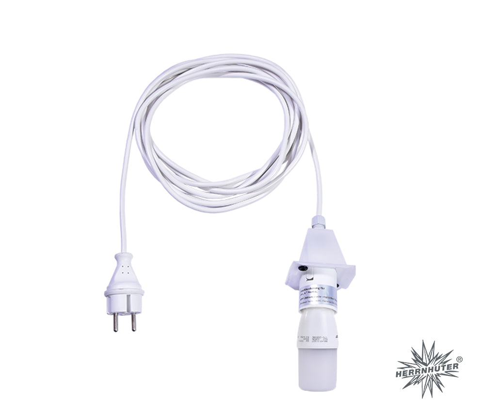 Herrnhuter Sterne Kabel für A4/A7, weiß mit LED, 5m, Kappe Weiß, nur für Innenbereich