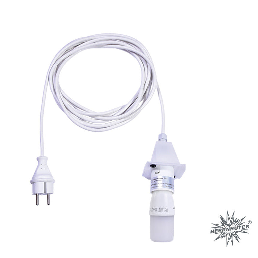 Herrnhuter Sterne Kabel für A4/A7, weiß mit LED, 5m, Kappe Weiß, nur für Innenbereich
