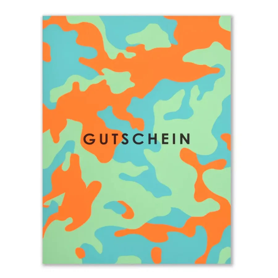 Bethge Gutscheinkarte Camouflage A5 - Orange, Grün auf Mint
