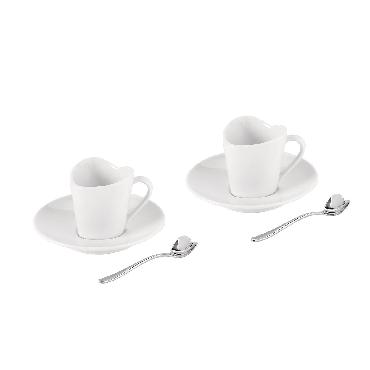 Alessi To 2er-Set Mokka-Tassen mit Untertassen & Big Love Espressolöffeln