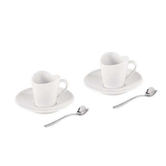 Alessi To 2er-Set Mokka-Tassen mit Untertassen & Big Love Espressolöffeln