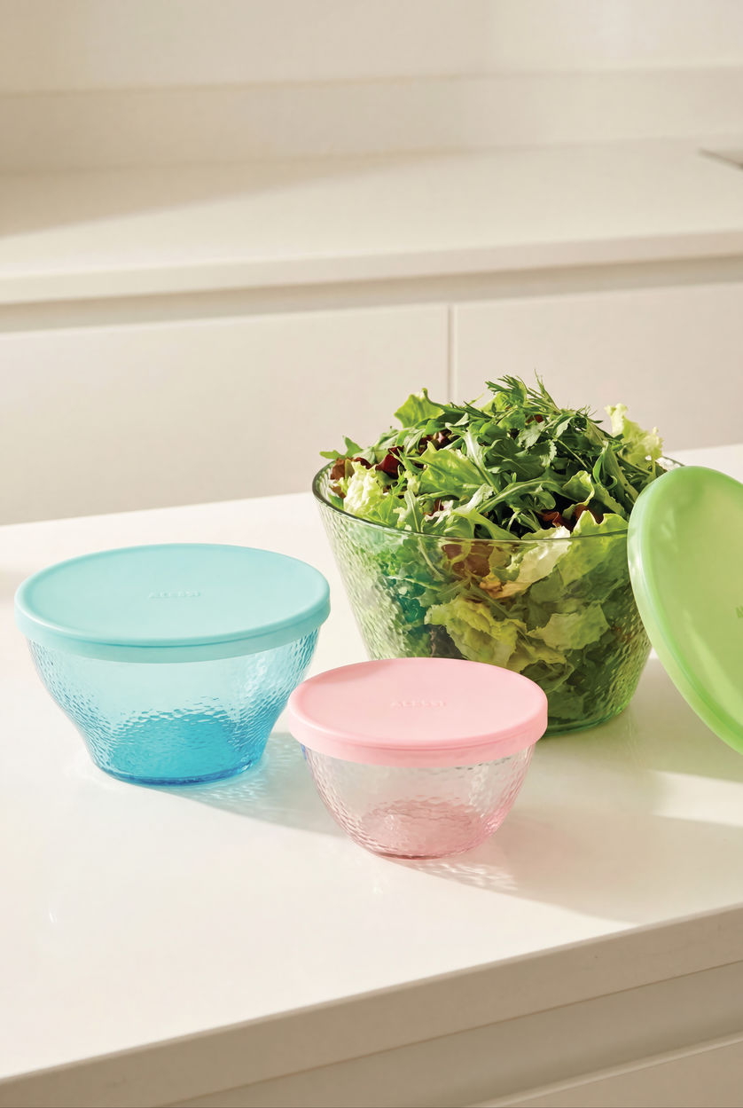 Alessi Fresco 3er-Set Glasbehälter mit Silikondeckeln