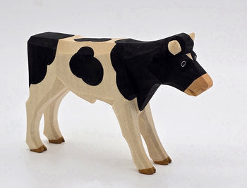 Lotte Sievers-Hahn Krippenfiguren 12cm, Ochs, stehend, schwarz gefleckt 6,5cm