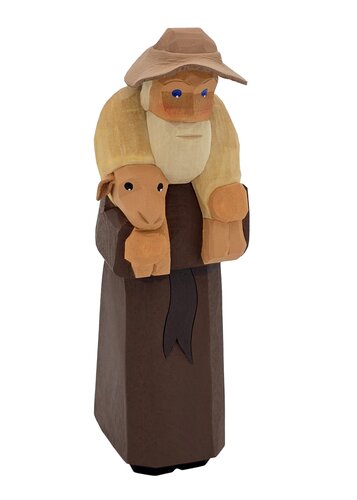 Lotte Sievers-Hahn Krippenfiguren 12cm, Hirte mit Schaf und Hut 12cm