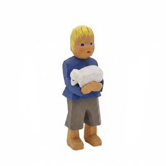 Lotte Sievers-Hahn Krippenfiguren 12cm, Hirte mit Lamm, 9,5 cm (Typ 1)
