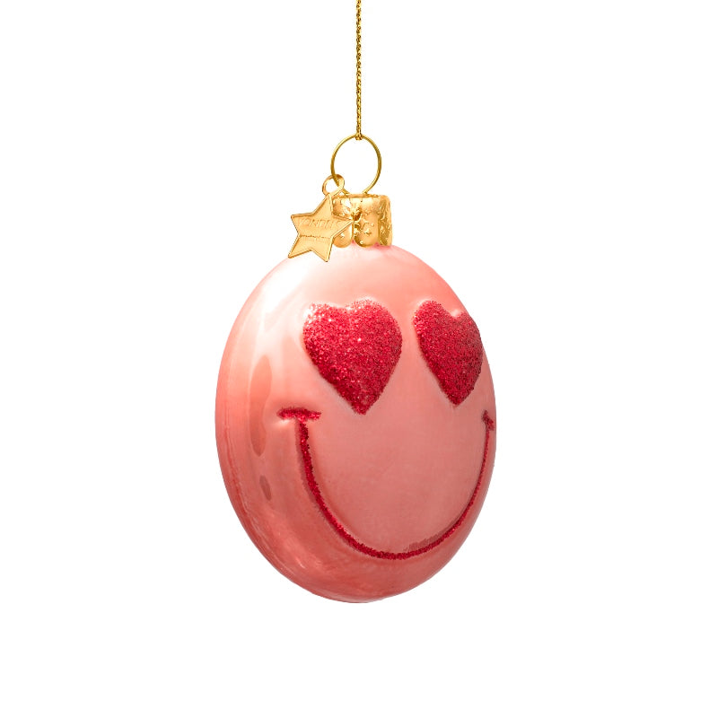 Vondels Glasornament Pink Orange Smiley H7,5cm