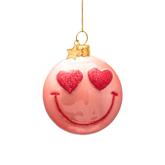 Vondels Glasornament Pink Orange Smiley H7,5cm
