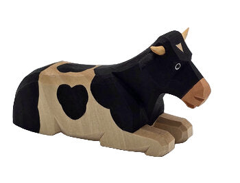 Lotte Sievers-Hahn Krippenfiguren 12cm, Ochs liegend, schwarzgefleckt 5,5cm