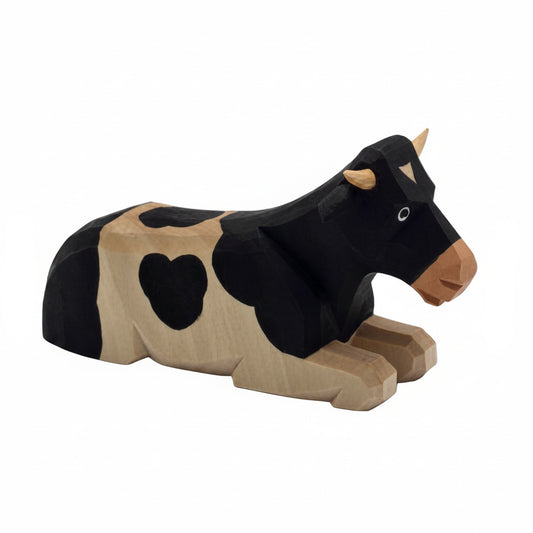 Lotte Sievers-Hahn Krippenfiguren 12cm, Ochse, liegend, gefleckt, 5,5 cm