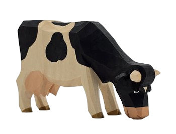 Lotte Sievers-Hahn Krippenfiguren 12cm, Kuh fressend,schwarz gefleckt 6,5cm