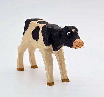 Lotte Sievers-Hahn Krippenfiguren 12cm, Kalb schwarz gefleckt, stehend 6cm