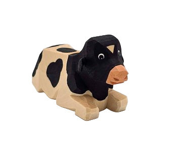 Lotte Sievers-Hahn Krippenfiguren 12cm, Kalb schwarz gefleckt ,liegend 3,5cm