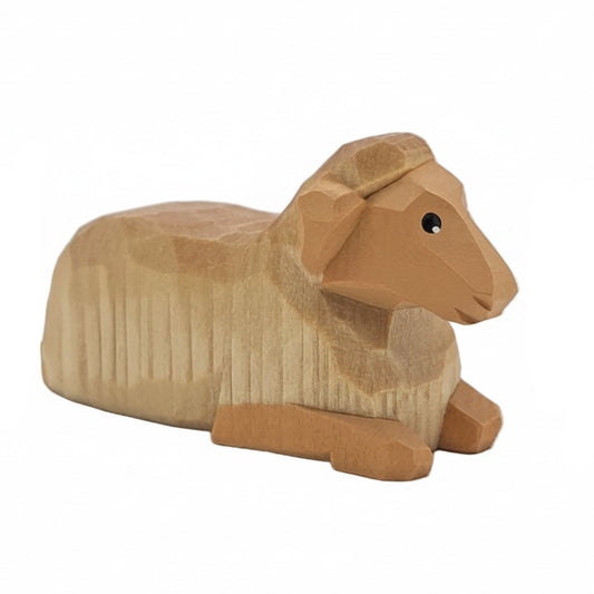 Lotte Sievers-Hahn Krippenfiguren 12cm, Schaf liegend, Kopf hoch, 4 cm