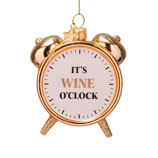 Vondels Glasornament Shiny Gold Wine o'Clock Alarm H9cm