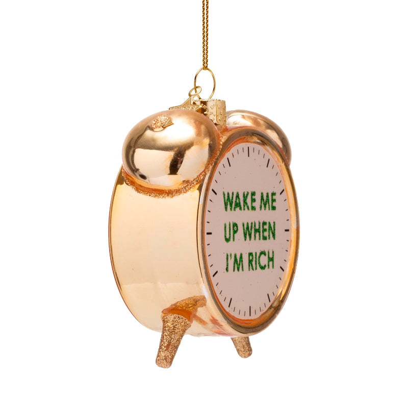 Vondels Glasornament Shiny Gold Rich Clock Alarm H9cm