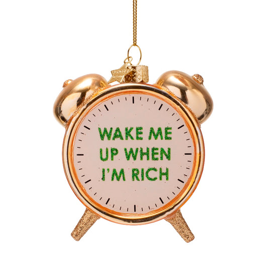 Vondels Glasornament Shiny Gold Rich Clock Alarm H9cm