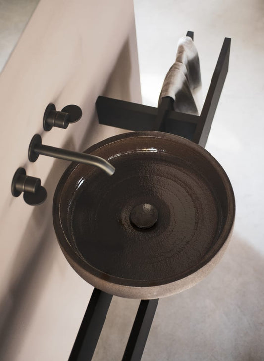 agape Cenote, Runder Aufsatzwaschtisch aus Ton, Patricia Urquiola