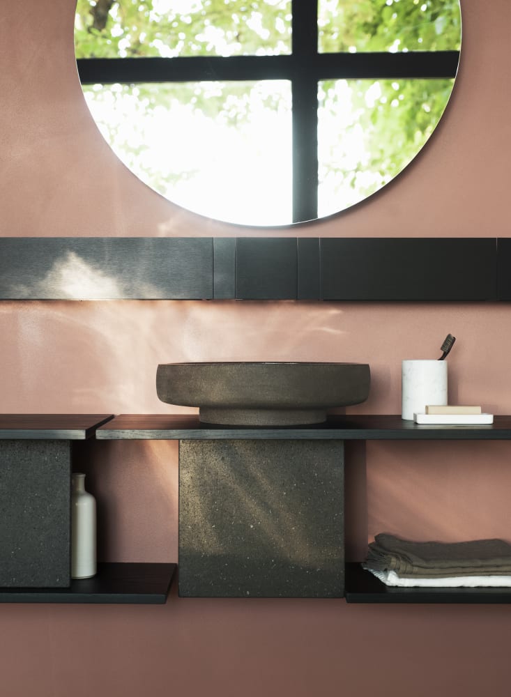 agape Cenote, Runder Aufsatzwaschtisch aus Ton, Patricia Urquiola