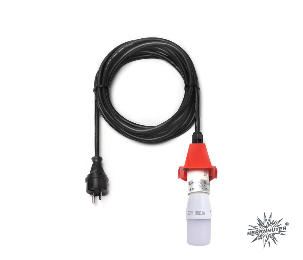 Herrnhuter Sterne Kabel für A4/A7 schwarz mit LED, Kappe Rot