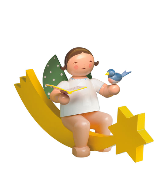 Wendt & Kühn Engel mit Liederbuch und Vogel, auf Schweif