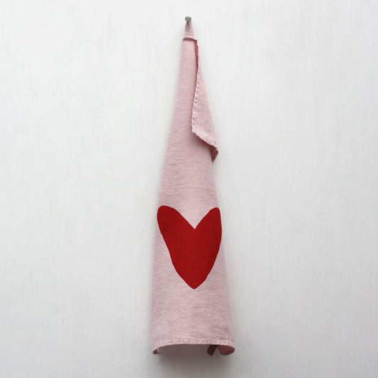 Frohstoff Geschirrtuch Leinen Herz rosa rot