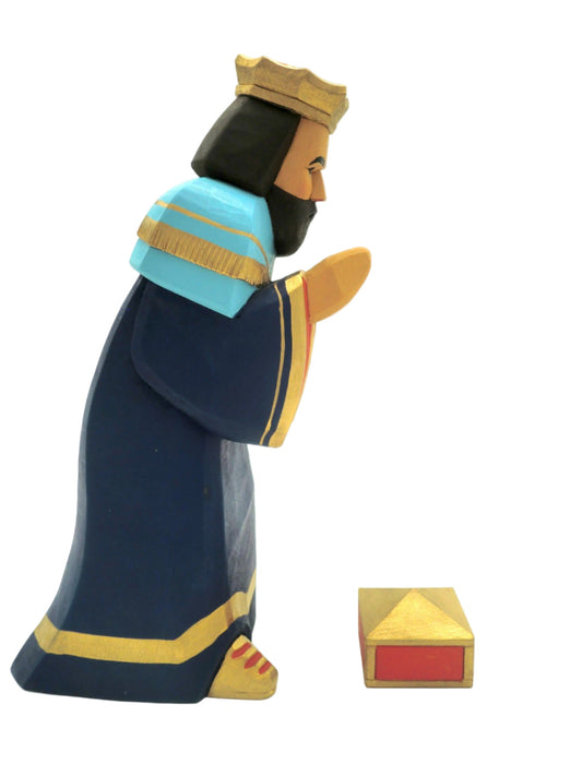 Lotte Sievers-Hahn Krippenfiguren 24cm, König, blau, mit Geschenkkasten, 22,5cm