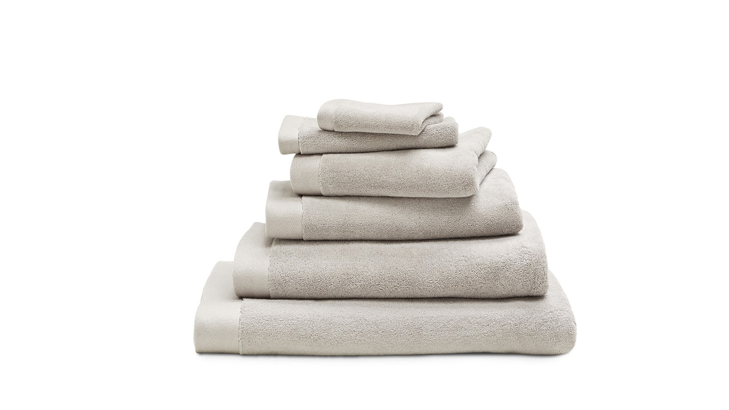 LUIZ Grace hochfloriges Luxushandtuch mit beidseitigem Satinabschluss, 100% Bio Baumwolle