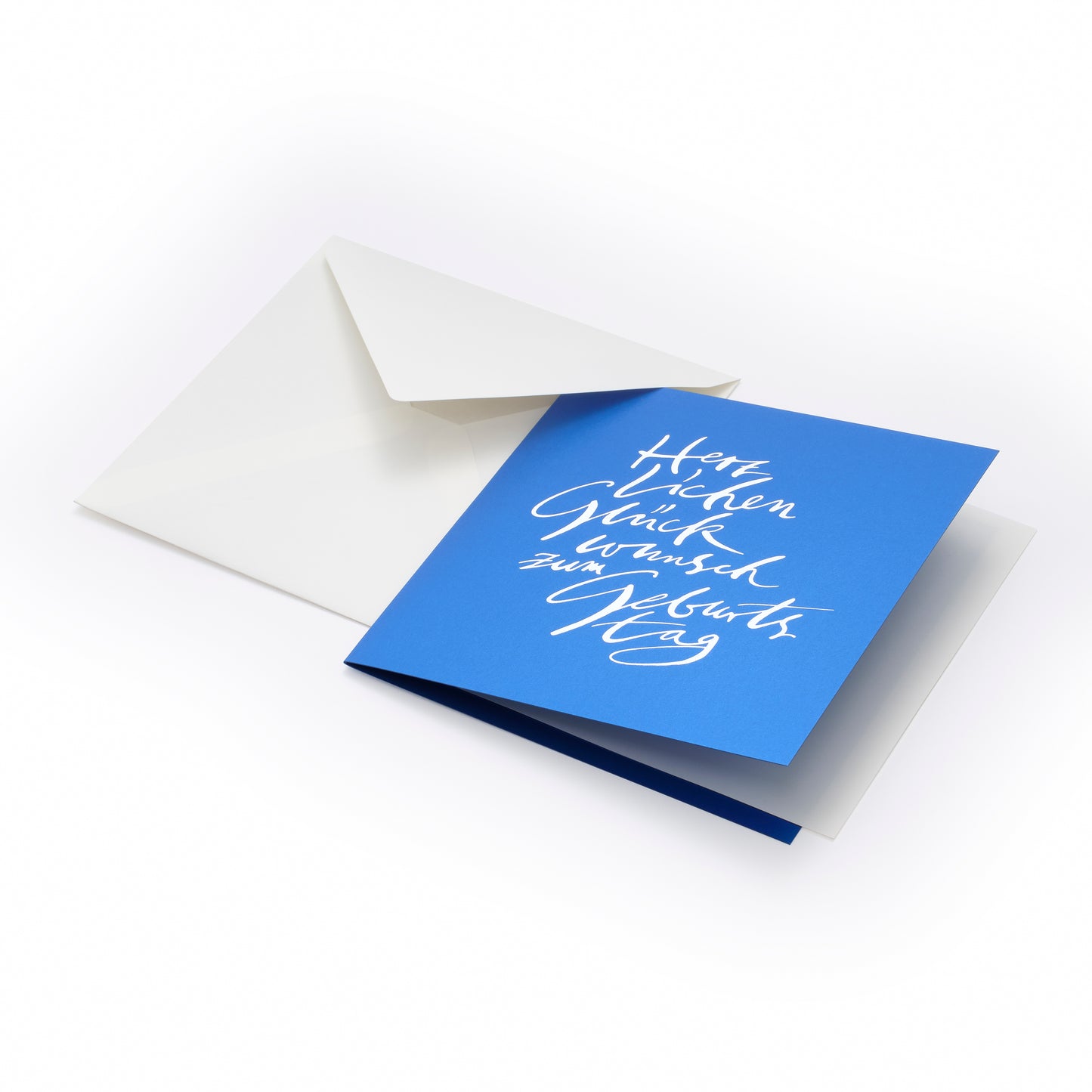Bethge Grußkarte Geburtstag Kalligrafie Metallic Blau