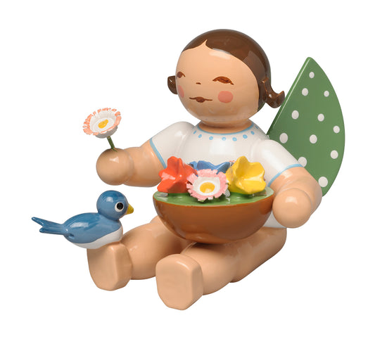 Wendt & Kühn Engel mit Blumenkorb und Vogel