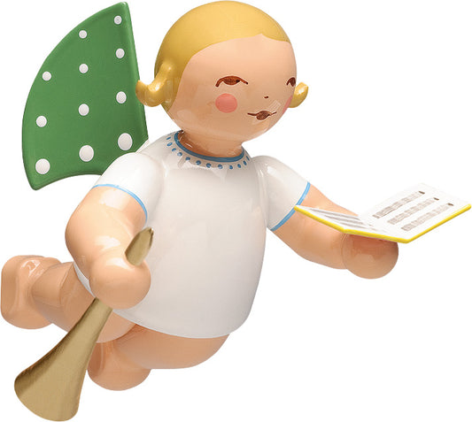 Wendt & Kühn Engel schwebend, mit Liederbuch und Flöte