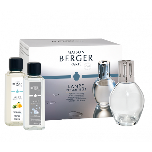 Lampe Berger Geschenkset ESSENTIELLE OVAL mit jeweils 250ml neutraler Essenz und Zeste Verveine
