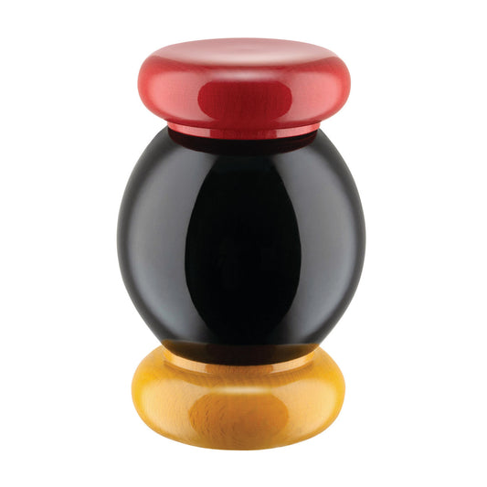 Alessi 100 Values Collection Salz-/Pfeffer- und Gewürzmühle aus Buchenholz nieder, schwarz, gelb und rot